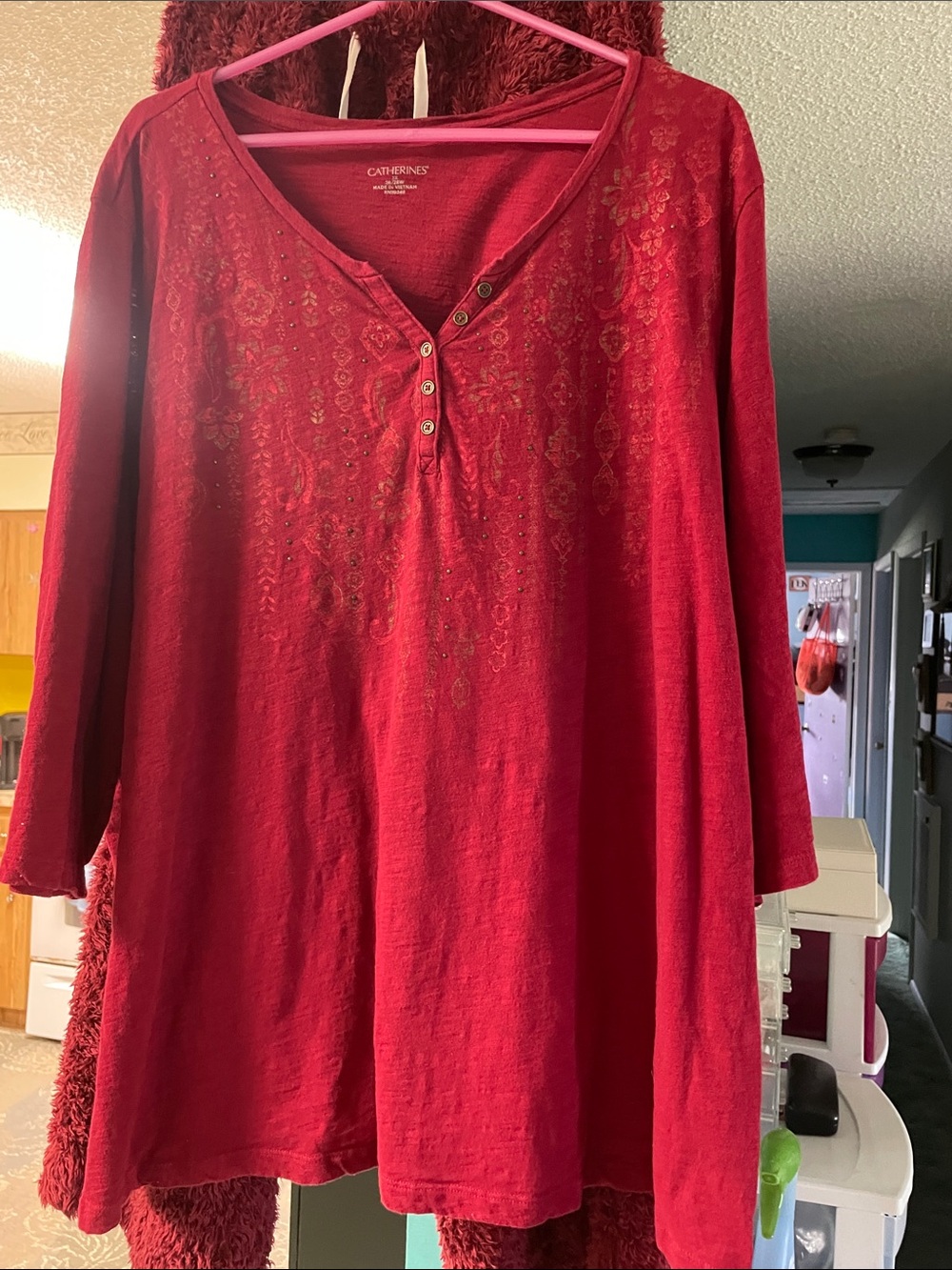 Catherines Floral Studded 3/4 sleeve Blouse 3x
